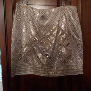 White House/Black Market Gold Sequin Mini Skirt